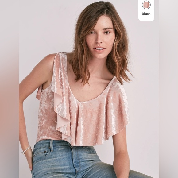 Lucky Brand Tops - Lucky Brand Velvet Ruffle Bodysuit in Pink